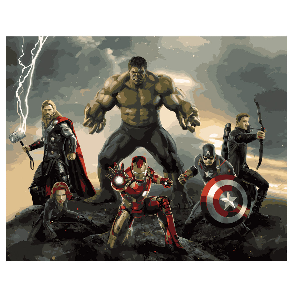 Oil Marvel The Avengers Paint by Numbers Superhero Iron Man Hulk Captain America on Canvas