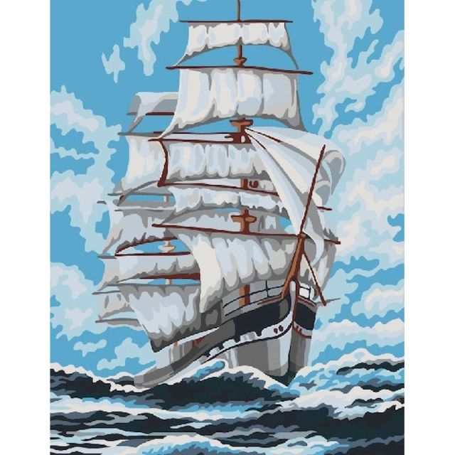 Paint By Number Kit of Ocean Sailing Ship Ship