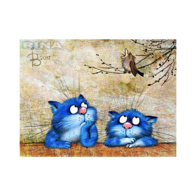 Oil Paint By Numbers Kit of 2 Cute Cats on Canvas