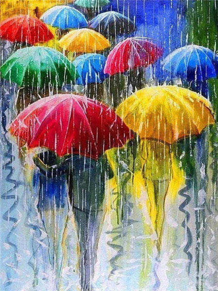 Colored Umbrellas Oil Paint By Numbers Lit