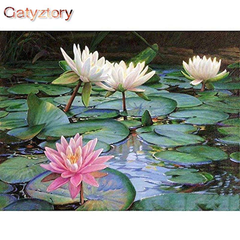 Pond Lotus Flower Oil Paint By Number Kit