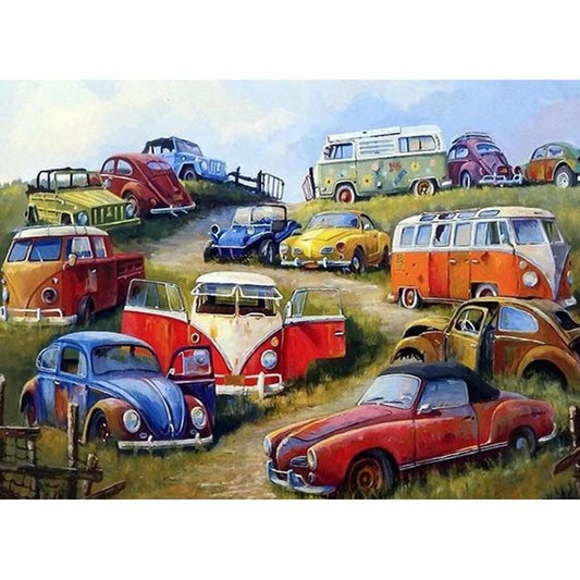 VW Cars & Bus DIY Oil Paint By Numbers Kit