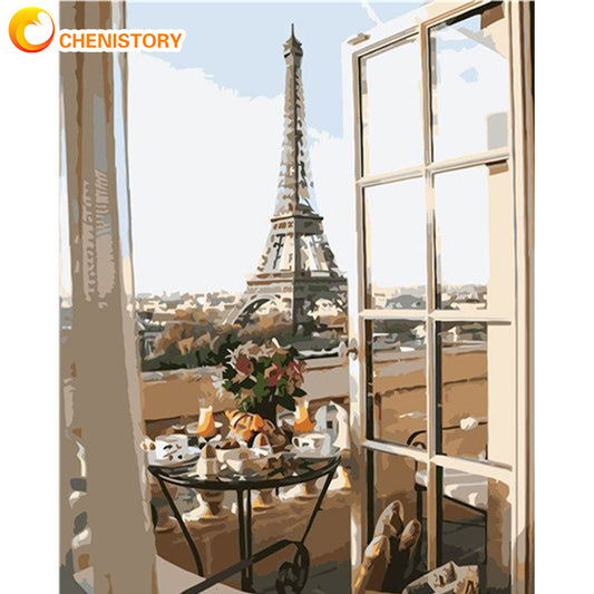 Tower Scenery DIY Oil Painting By Numbers Kit