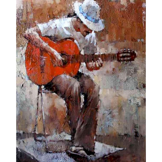 Guitar Man DIY  Oil Painting By Numbers