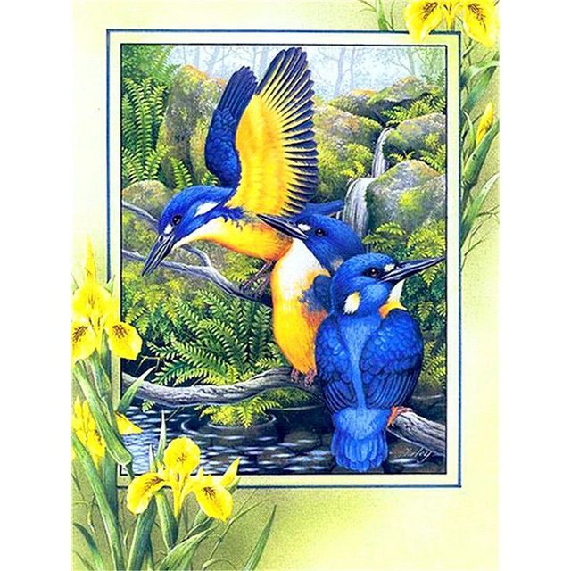 Birds in Flowers Acrylic Painting by numbers Kit on Canvas